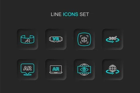 Set line 3d modeling, Big brother electronic eye, Augmented reality AR, 360.. Stock Illustration