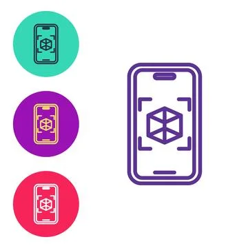 Set line 3d modeling icon isolated on white background. Augmented reality o.. Stock Illustration