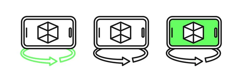 Set line 3d modeling icon isolated on white background. Augmented reality o.. 스톡 일러스트