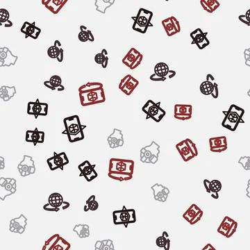 Set line 3d modeling, Virtual reality glasses and on seamless pattern. Vector Ilustración de archivo