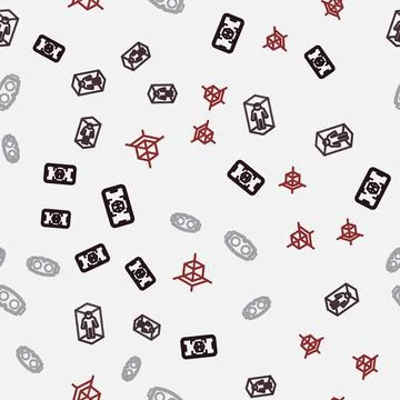 Set line 3d modeling, Virtual reality glasses and on seamless pattern. Vector Stock Illustration