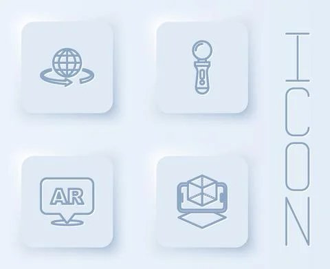 Set line 3d modeling, VR controller game, Augmented reality AR and . White Stock Illustration