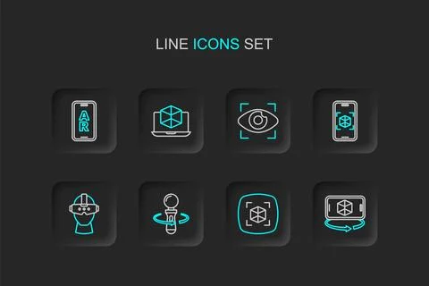 Set line 3d modeling, VR controller game, Virtual reality glasses, Big brot.. Stock Illustration