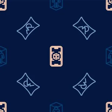 Set line 3d modeling, Wide angle picture and  on seamless pattern. Vector Stock Illustration