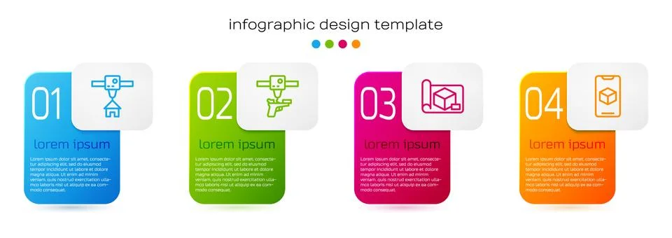 Set line 3D printer house, gun, Graphing paper for engineering and software Stock Illustration
