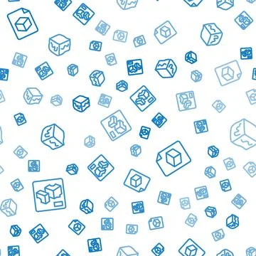 Set line 3D printer, Isometric cube file and on seamless pattern. Vector Illustrazione stock
