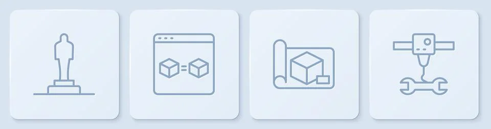Set line 3D printer model, Graphing paper for engineering, perfect copy and.. 스톡 일러스트