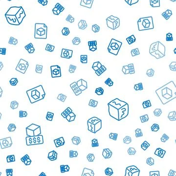 Set line 3D printer services, Isometric cube and file on seamless pattern Illustrazione stock