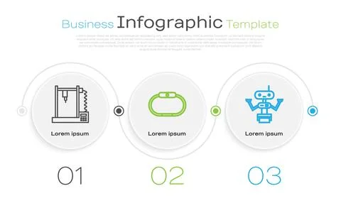 Set line 3D printer, Smartwatch and Robot. Business infographic template. Vector イラスト素材