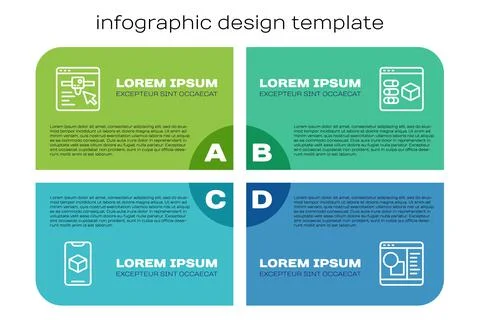Set line 3D printer software, setting, and . Business infographic template Ilustração Stock