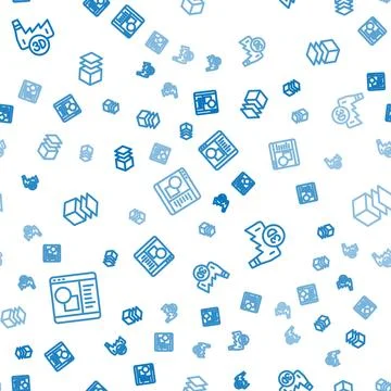 Set line 3D printer software, Printing house industry and Layers on seamless 스톡 일러스트