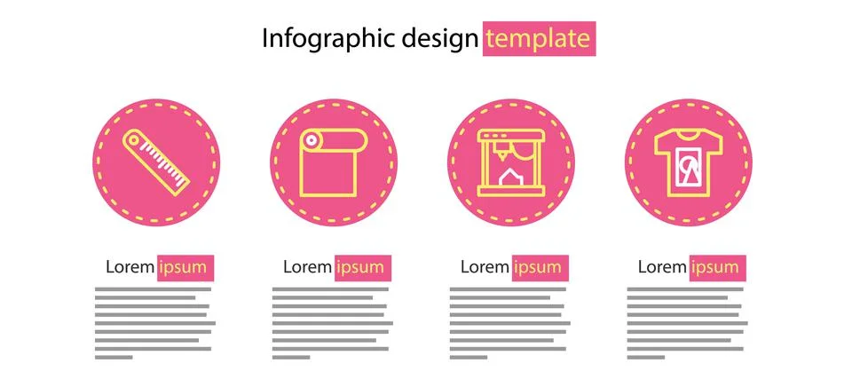 Set line 3D printer, T-shirt, Roll of paper and Ruler icon. Vector Stock Illustration