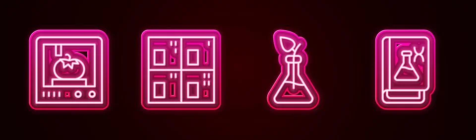 Set line 3D printing technology, Periodic table, Plant breeding and Genetic Illustrazione stock