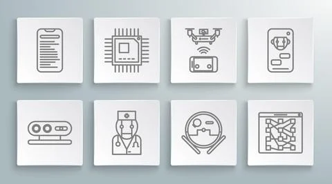 Set line 3d scanning system, Processor with microcircuits CPU, Robot doctor イラスト素材