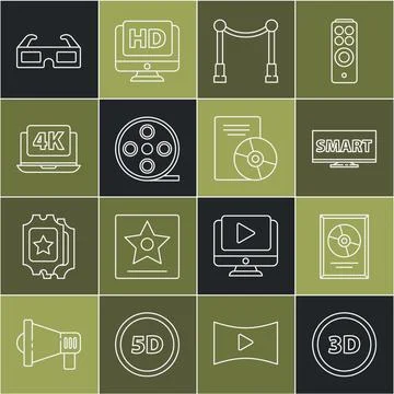 Set line 3D word, CD disk award in frame, Screen tv with Smart video, Carpe.. Stockillustratie