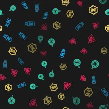 Set line 5G modem, Antenna, network and on seamless pattern. Vector Stockillustratie