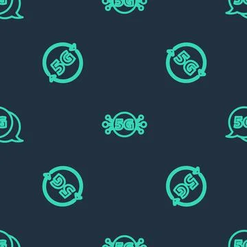 Set line 5G network,  and  on seamless pattern. Vector Stock Illustration