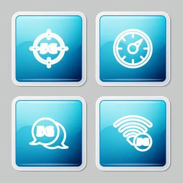 Set line 5G network, Digital speed meter,  and  icon. Vector イラスト素材