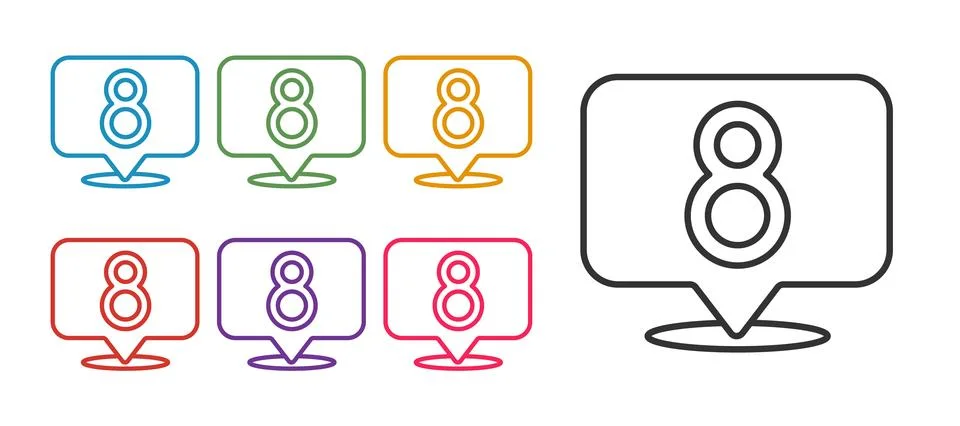 Set line 8 March icon isolated on white background. International Happy Wom.. Stock Illustration