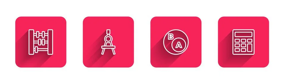 Set line Abacus, Drawing compass, Subsets, math, is subset of and Calculator Stock Illustration