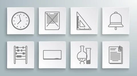 Set line Abacus, Exam paper with incorrect answers survey, Chalkboard, Test tube イラスト素材