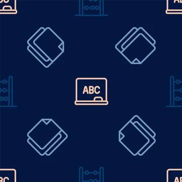 Set line Abacus, File document and Chalkboard on seamless pattern. Vector Stock Illustration