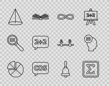 Set line Abacus, Geometric figure Square, Function mathematical symbol, Tab.. Stock Illustration