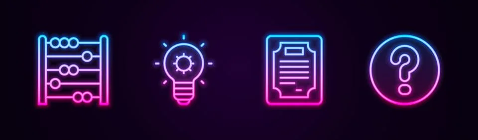 Set line Abacus, Light bulb, Certificate template and Speech bubbles with Q.. Stock Illustration