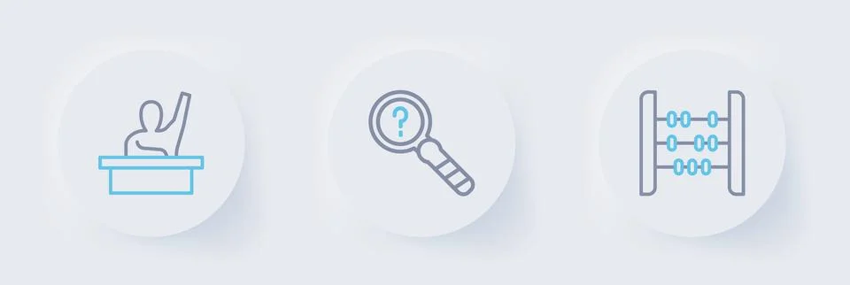 Set line Abacus, Unknown search and Male kid raising hand icon. Vector Stock Illustration