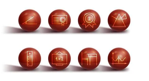 Set line Acute angle, Ruler, Light rays in prism, School table and chair Stock Illustration