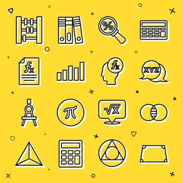 Set line Acute trapezoid shape, Mathematics sets and B, XYZ Coordinate system Stock Illustration