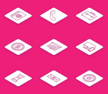 Set line Address book, schedule, chart, diagram, infographic, pie graph Stock-Illustration