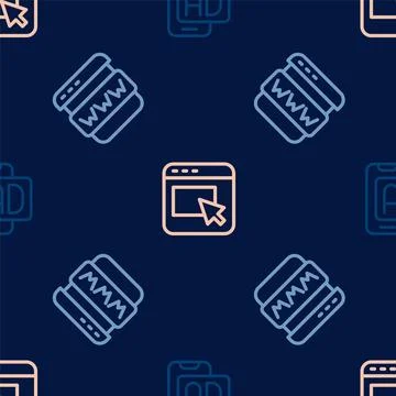 Set line Advertising, Browser window and on seamless pattern. Vector イラスト素材