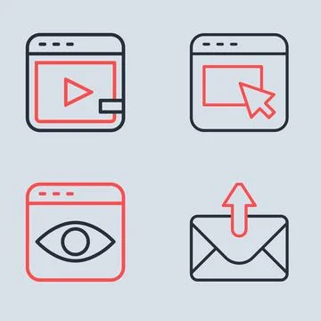Set line Advertising, Personal information collection, Mail and e-mail and .. Ilustração Stock