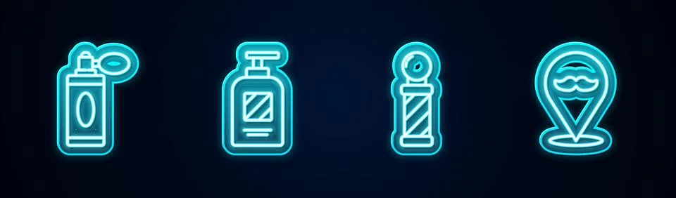 Set line Aftershave bottle with atomizer, Bottle of shampoo, Classic Barber shop Stock Illustration
