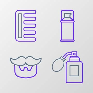 Set line Aftershave bottle with atomizer, Mustache and beard, Shaving gel f.. Stock Illustration
