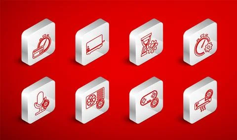 Set line Air conditioner setting, Toaster, Hourglass, Time management, Game.. 스톡 일러스트