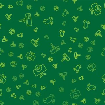 Set line Air conditioner, Smart Tv system and car on seamless pattern. Vector Stock Illustration