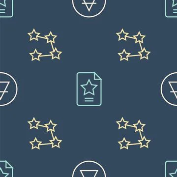 Set line Air element, Star constellation zodiac and on seamless pattern. Vector Illustrazione stock