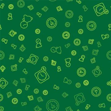 Set line Alarm clock, app mobile and Clock 24 hours on seamless pattern. Vector Stock Illustration