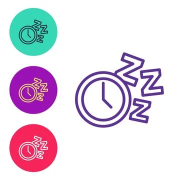 Set line Alarm clock icon isolated on white background. Wake up, get up concept Ilustração Stock