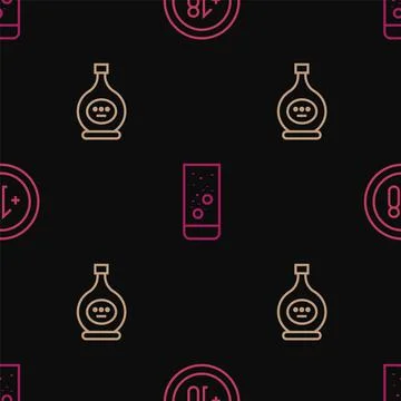 Set line Alcohol 18 plus, Bottle of cognac or brandy and Effervescent tablets in Stock Illustration