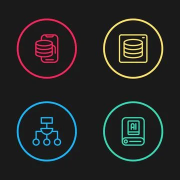 Set line Algorithm, Artificial intelligence AI, Server, Data and Cloud Stockillustratie