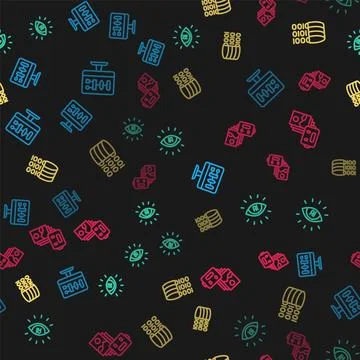 Set line Algorithm, Artificial intelligence AI, Binary code and robot on se.. Stock-Illustration