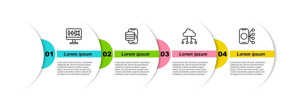 Set line Algorithm, Cloud technology data transfer, Network cloud connection and 库存插图