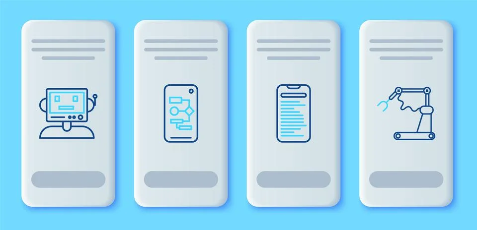 Set line Algorithm, Computer api interface, Robot and Industrial machine robotic Stock Illustration