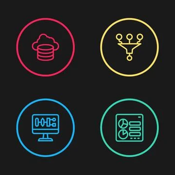 Set line Algorithm, Computer api interface, Funnel filter and Cloud database 스톡 일러스트