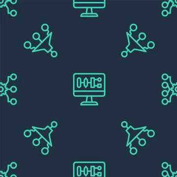 Set line Algorithm, Funnel filter and Neural network on seamless pattern. Vector Stock-Illustration