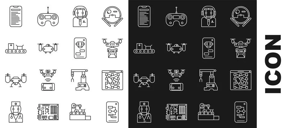 Set line Algorithm, Global technology social network, Drone delivery concept 库存插图