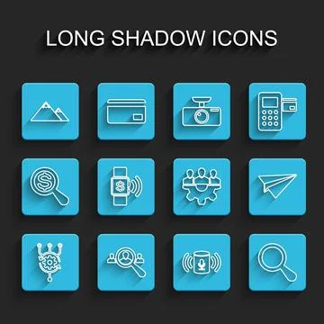 Set line Algorithm, Magnifying glass for search people, Mountains, Voice イラスト素材